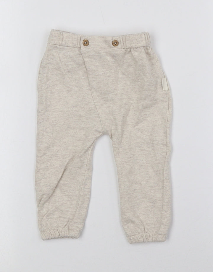 Rabbit + Bear Baby Beige 100% Cotton Jogger Trousers Size 3-6 Months