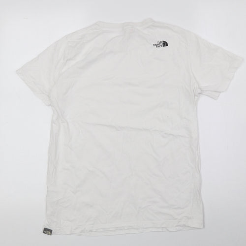 The North Face Boys White 100% Cotton Basic T-Shirt Size XL Crew Neck - Logo