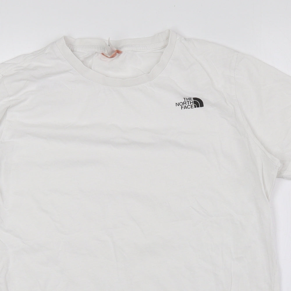 The North Face Boys White 100% Cotton Basic T-Shirt Size XL Crew Neck - Logo