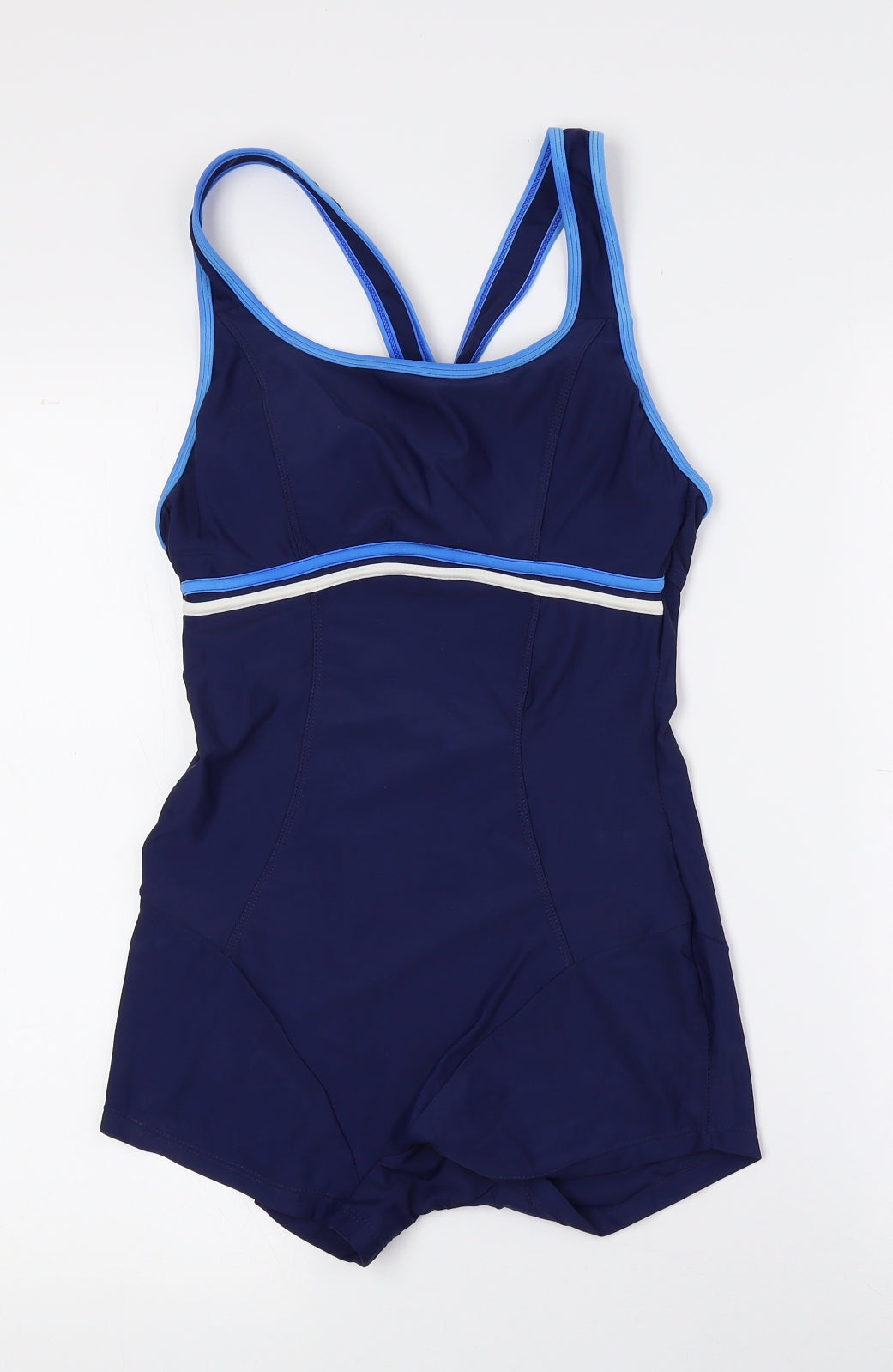 Dunnes Stores Womens Blue Striped Polyamide One Piece Size 10 - Padded Bra