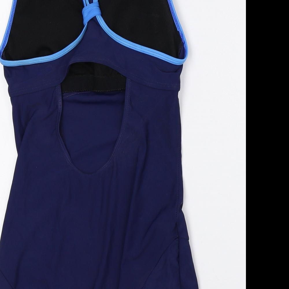 Dunnes Stores Womens Blue Striped Polyamide One Piece Size 10 - Padded Bra