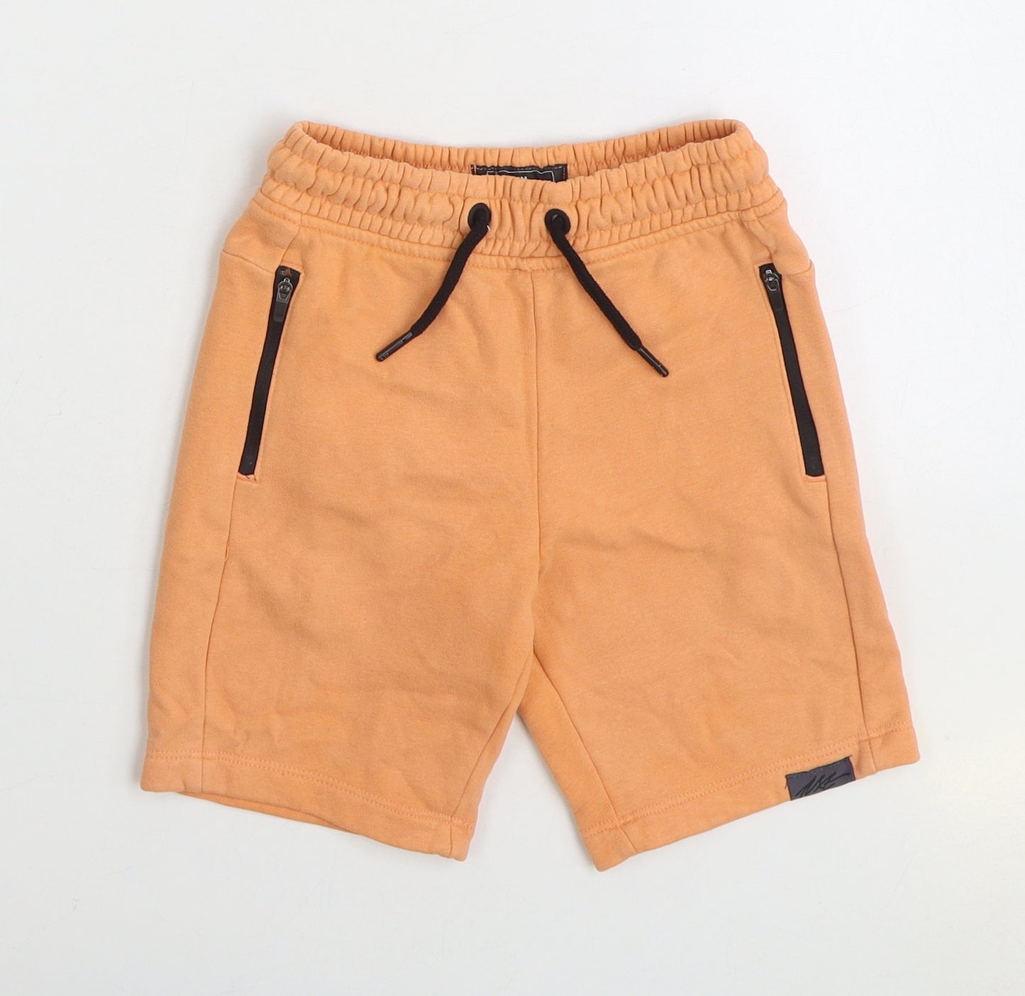 NEXT Boys Orange Cotton Sweat Shorts Size 6 Years Regular Drawstring