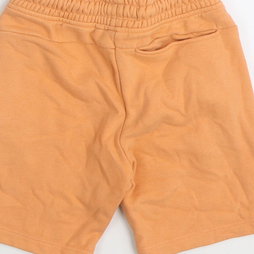 NEXT Boys Orange Cotton Sweat Shorts Size 6 Years Regular Drawstring