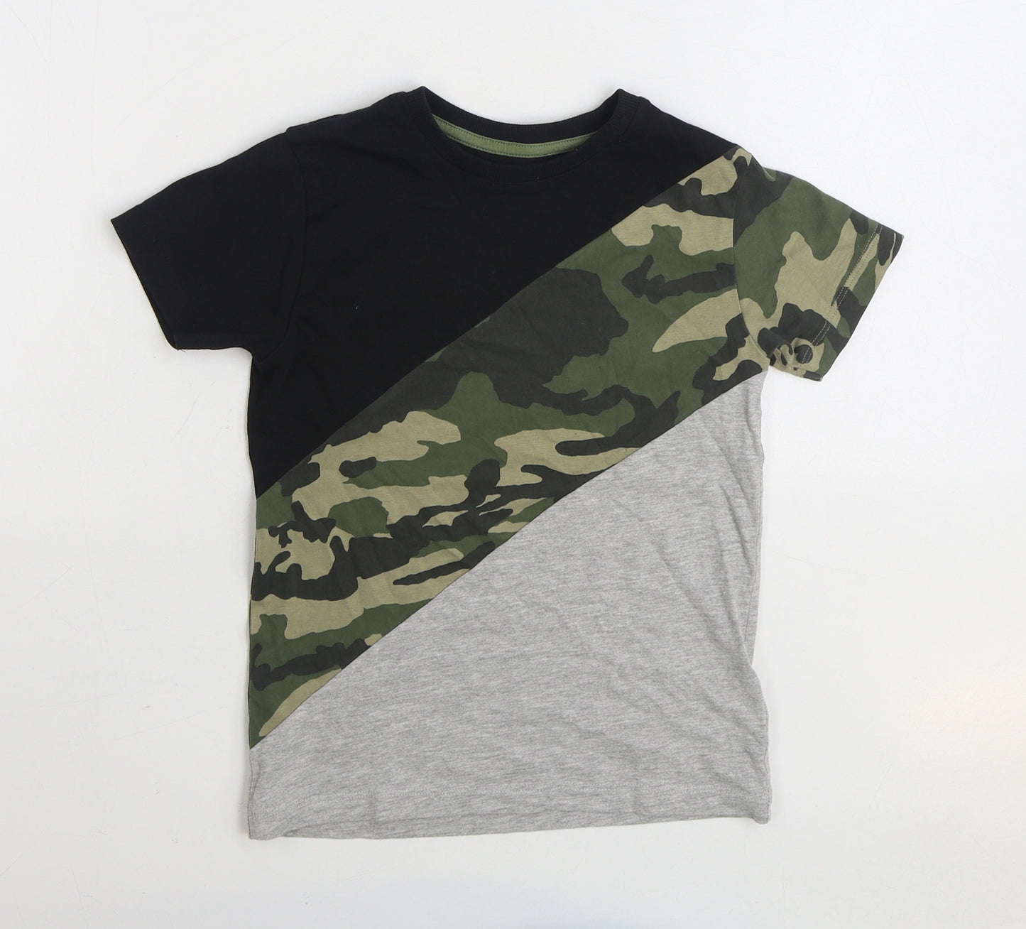 NEXT Boys Multicoloured Camouflage Cotton Basic T-Shirt Size 5-6 Years Round Neck Pullover