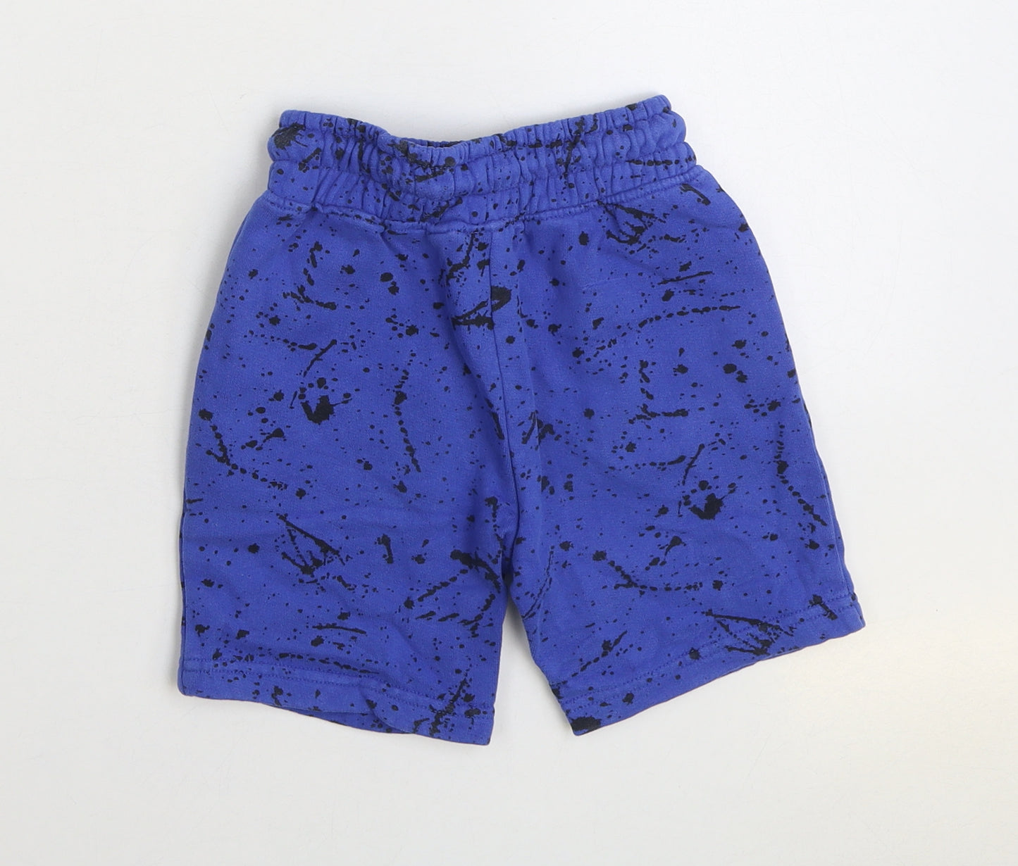 NEXT Boys Blue Geometric Cotton Sweat Shorts Size 6 Years Regular Drawstring