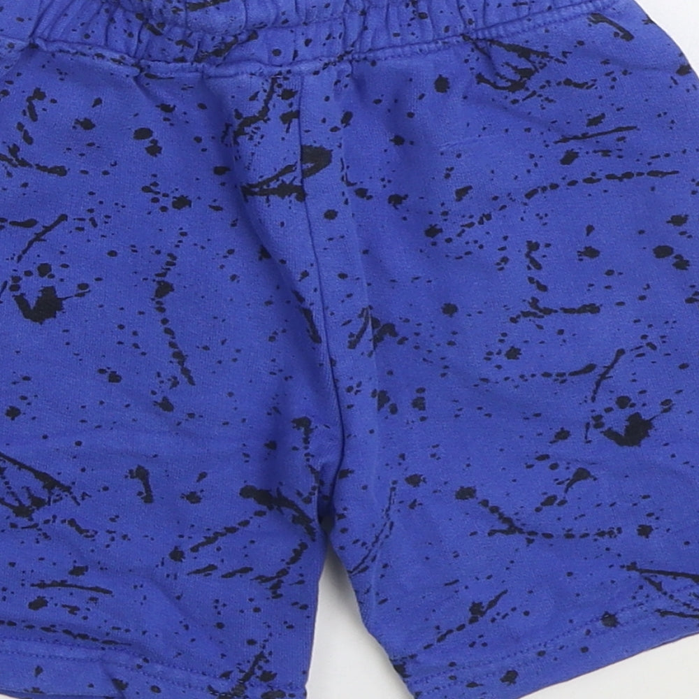 NEXT Boys Blue Geometric Cotton Sweat Shorts Size 6 Years Regular Drawstring