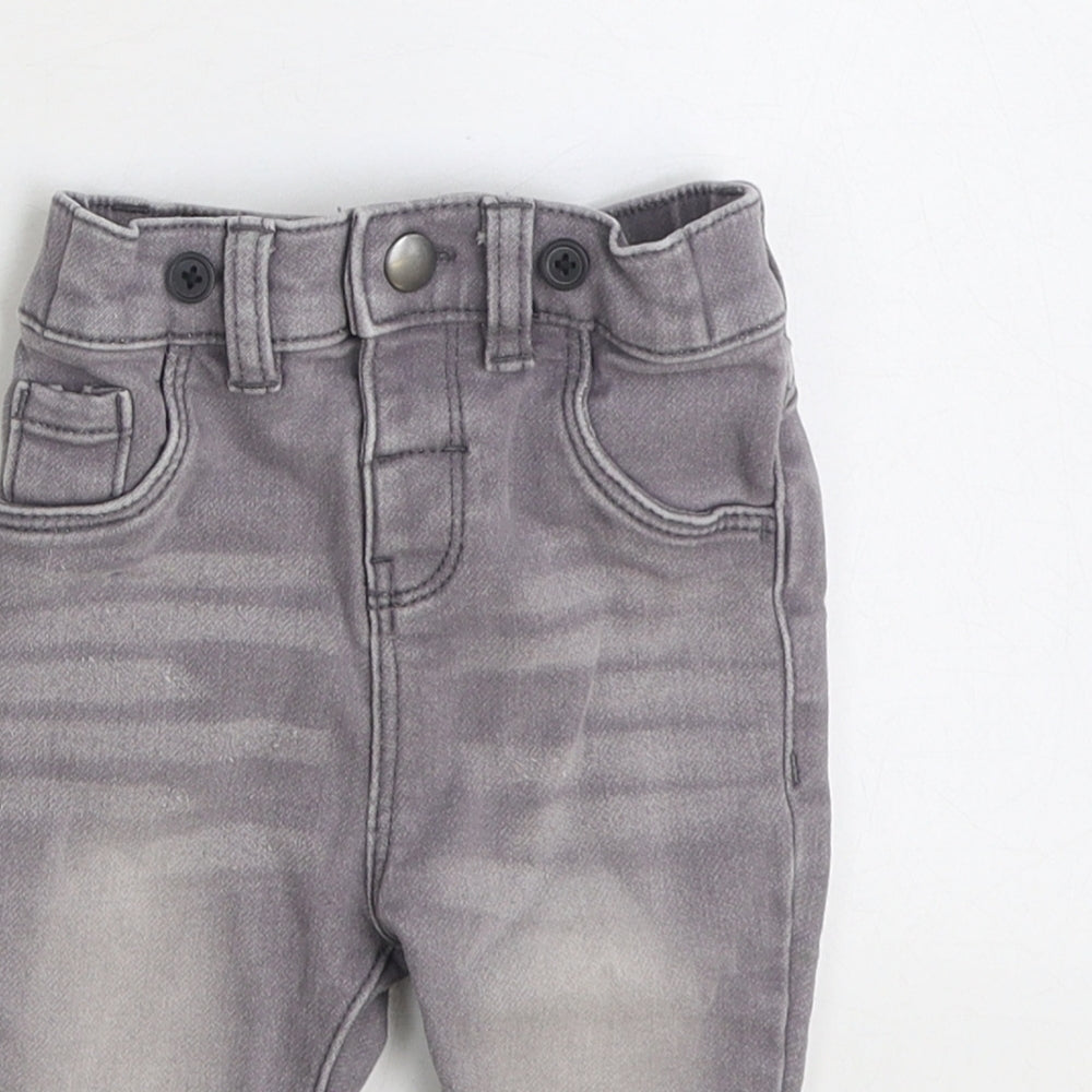 F&F Boys Grey Cotton Jogger Jeans Size 3-6 Months Snap