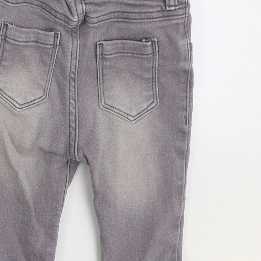 F&F Boys Grey Cotton Jogger Jeans Size 3-6 Months Snap
