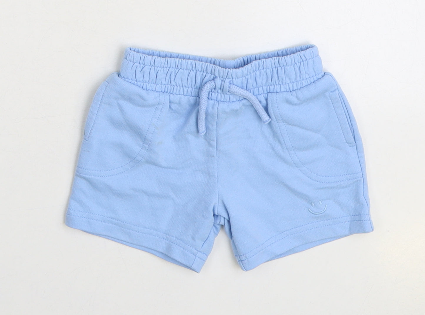 Dunnes Stores Boys Blue 100% Cotton Cropped Trousers Size 9-12 Months Drawstring