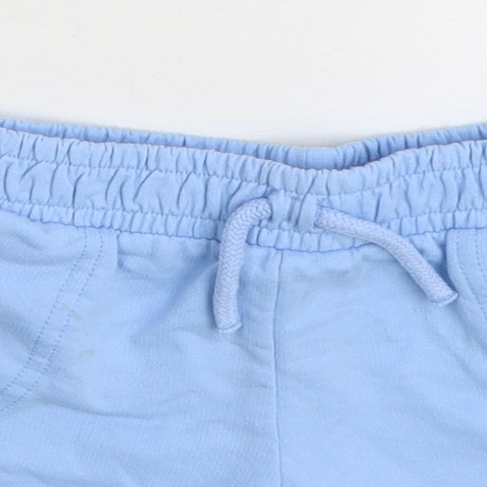 Dunnes Stores Boys Blue 100% Cotton Cropped Trousers Size 9-12 Months Drawstring