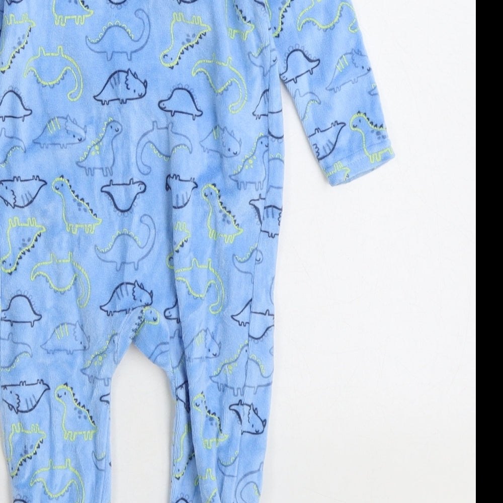 Dunnes Stores Baby Blue Geometric Cotton One Piece Size 6-9 Months Snap - Dinosaur