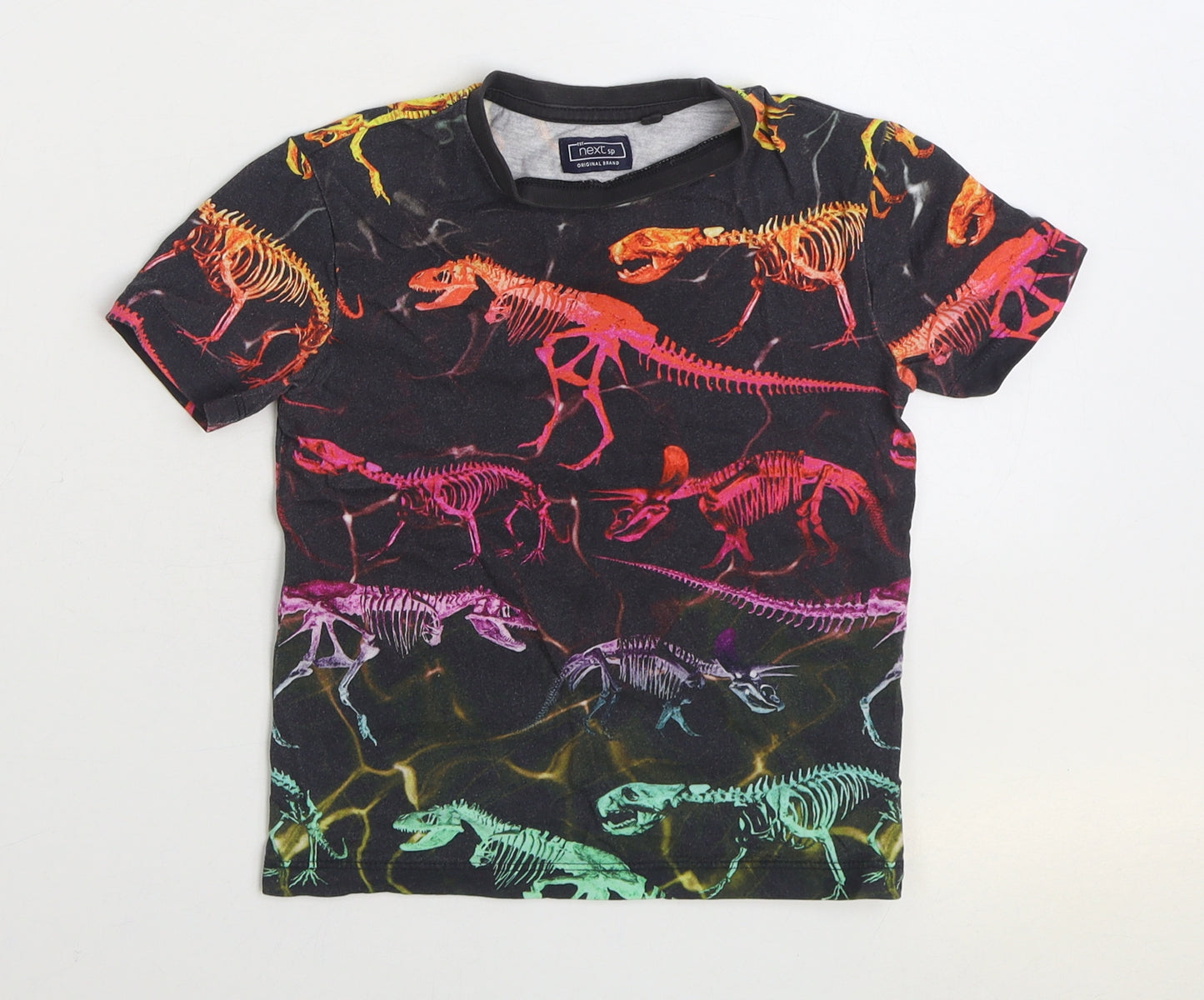 NEXT Boys Multicoloured Geometric 100% Cotton Basic T-Shirt Size 4 Years Round Neck Pullover - Dinosaur