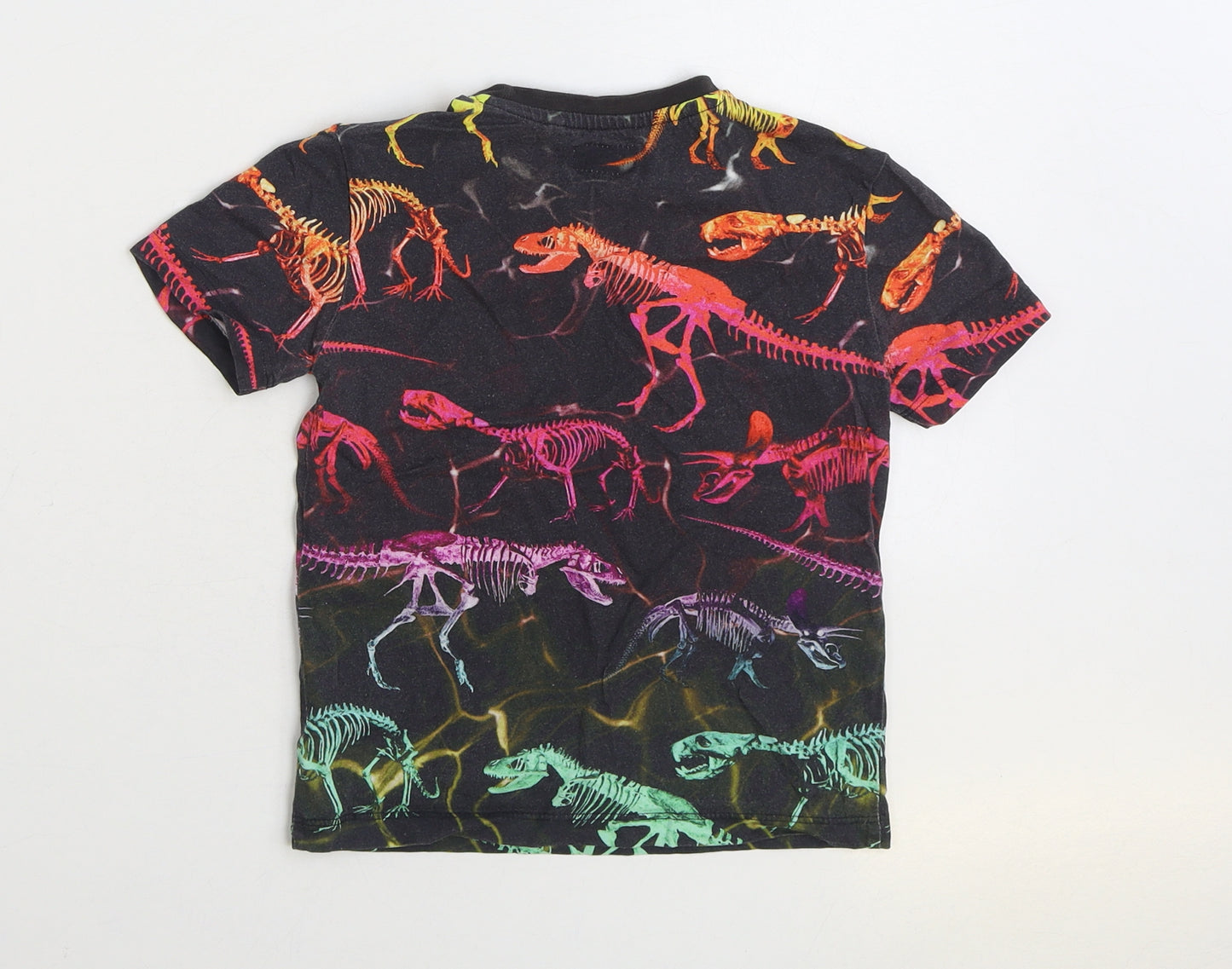 NEXT Boys Multicoloured Geometric 100% Cotton Basic T-Shirt Size 4 Years Round Neck Pullover - Dinosaur
