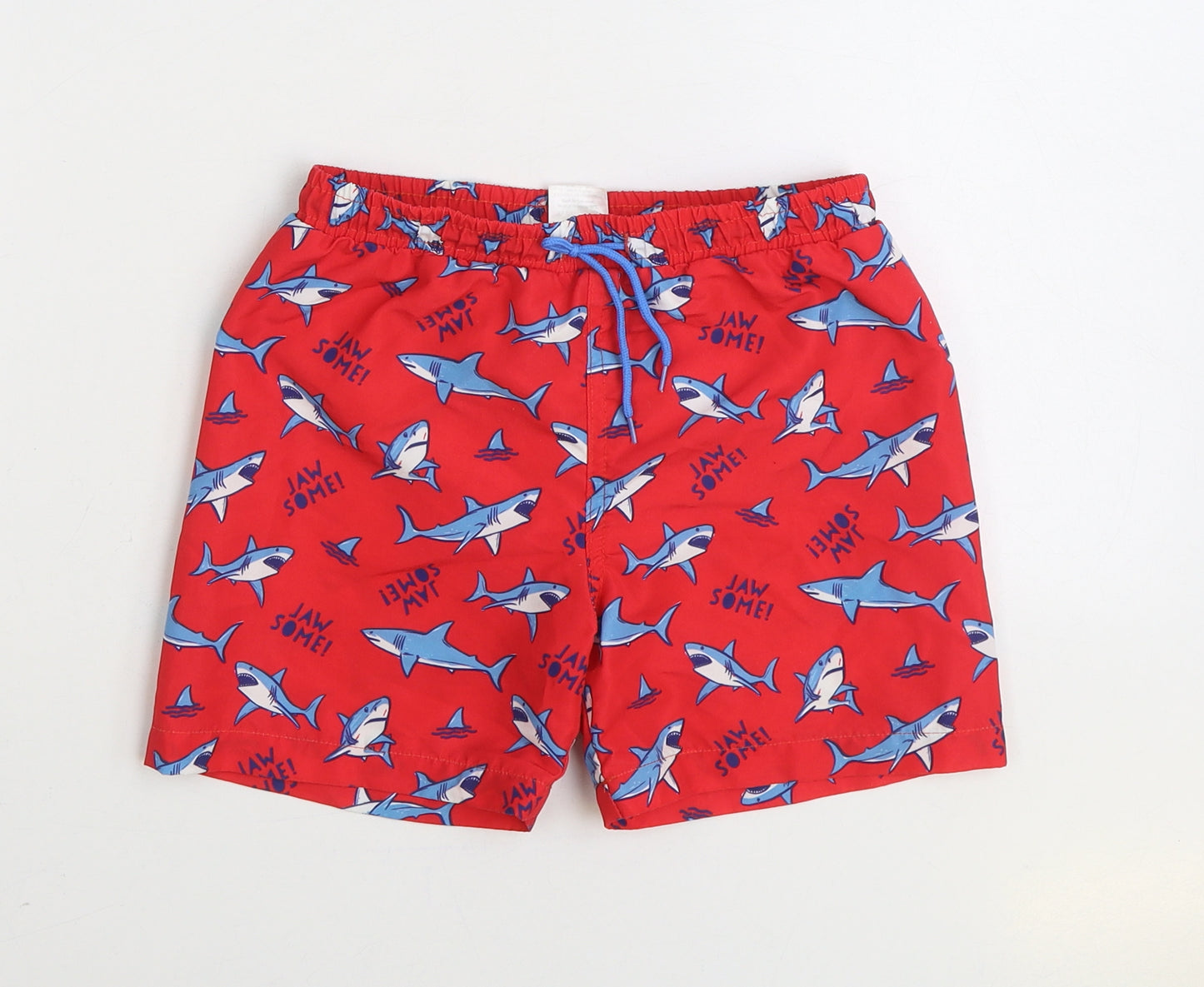 Hello Summer Boys Multicoloured Geometric Polyester Sweat Shorts Size 7-8 Years Regular Drawstring - Shark Swimwear