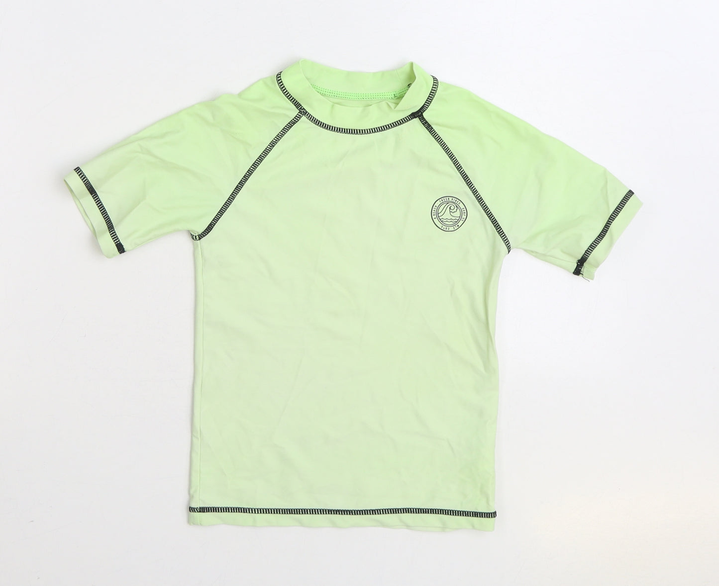 Matalan Boys Green Polyester Basic T-Shirt Size 4-5 Years Mock Neck Pullover - Rash guard