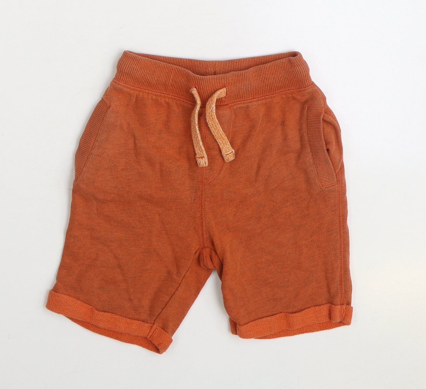 Marks and Spencer Boys Orange Cotton Sweat Shorts Size 2-3 Years Regular Drawstring