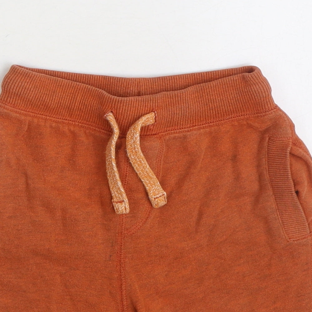 Marks and Spencer Boys Orange Cotton Sweat Shorts Size 2-3 Years Regular Drawstring