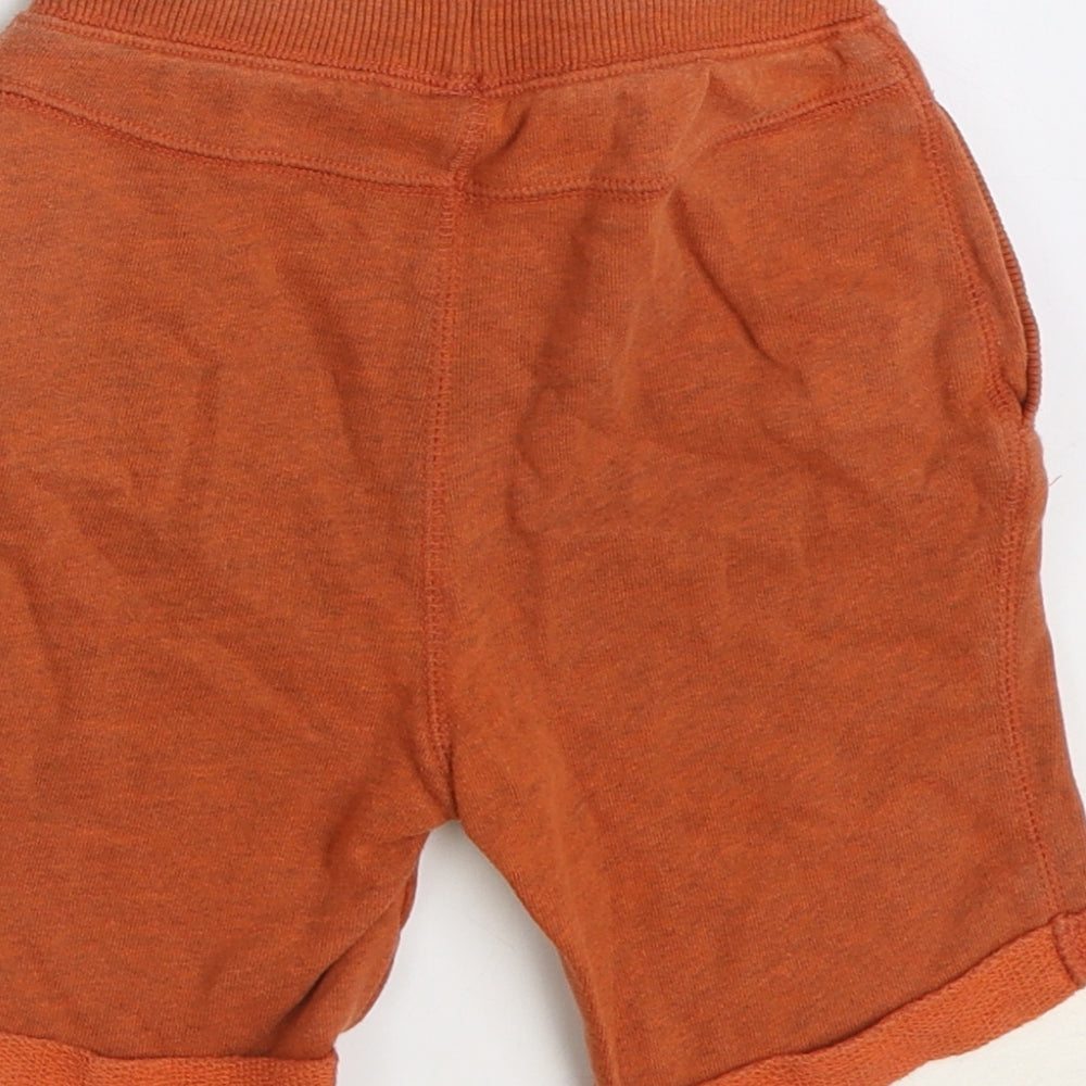 Marks and Spencer Boys Orange Cotton Sweat Shorts Size 2-3 Years Regular Drawstring