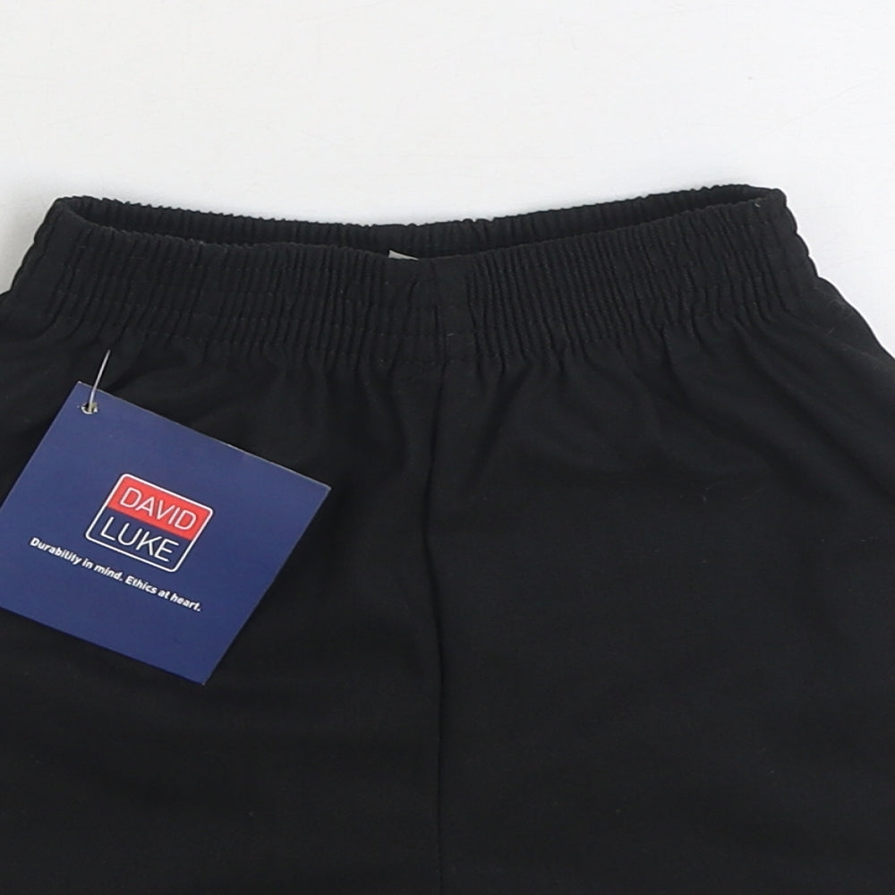 David Luke Boys Black Cotton Sweat Shorts Size 6-7 Years Regular