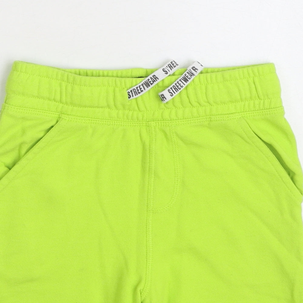 F&F Boys Green Cotton Sweat Shorts Size 6-7 Years Regular Drawstring