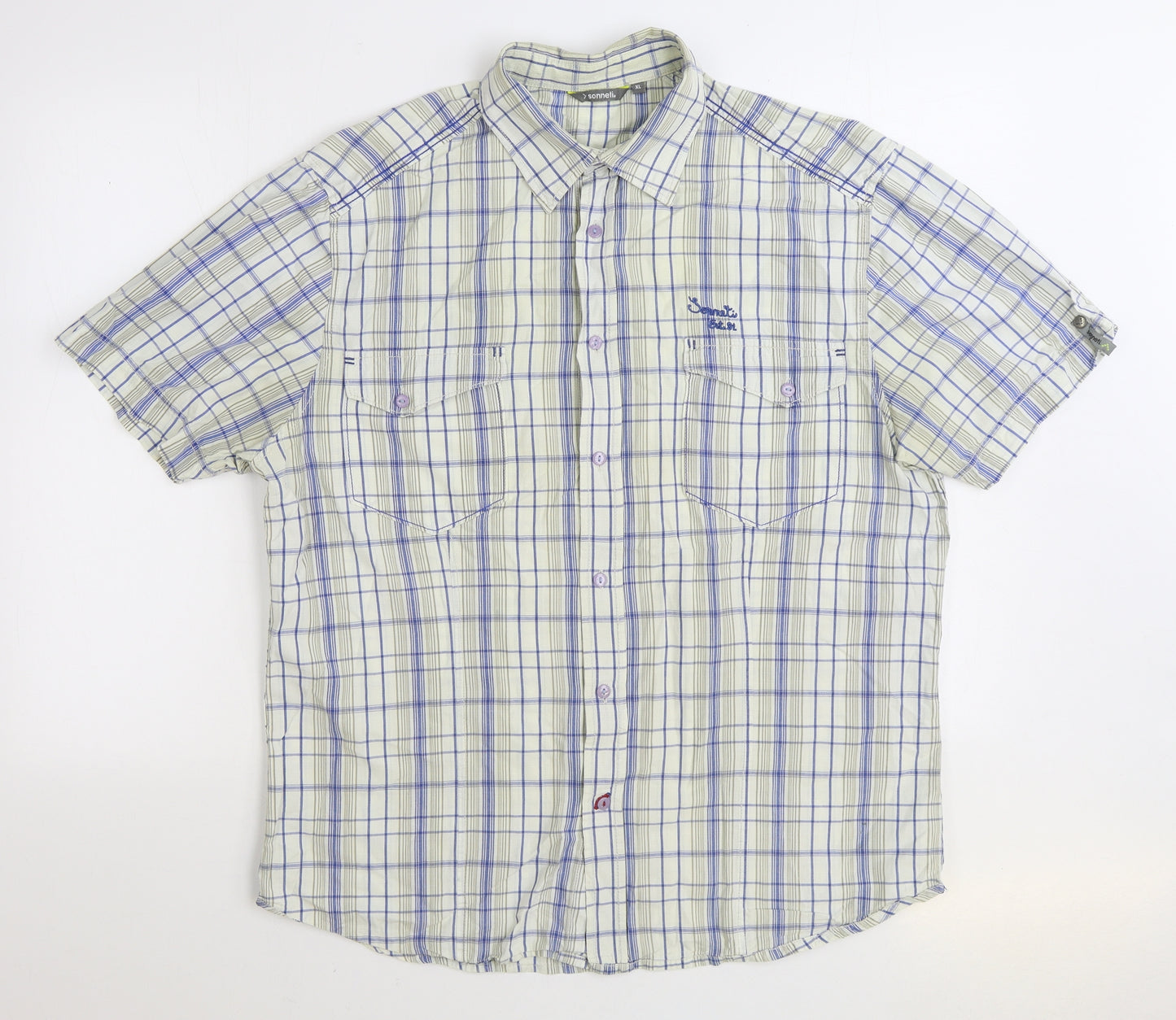 Sonneti Mens Multicoloured Plaid Cotton Button-Up Size XL Collared Button