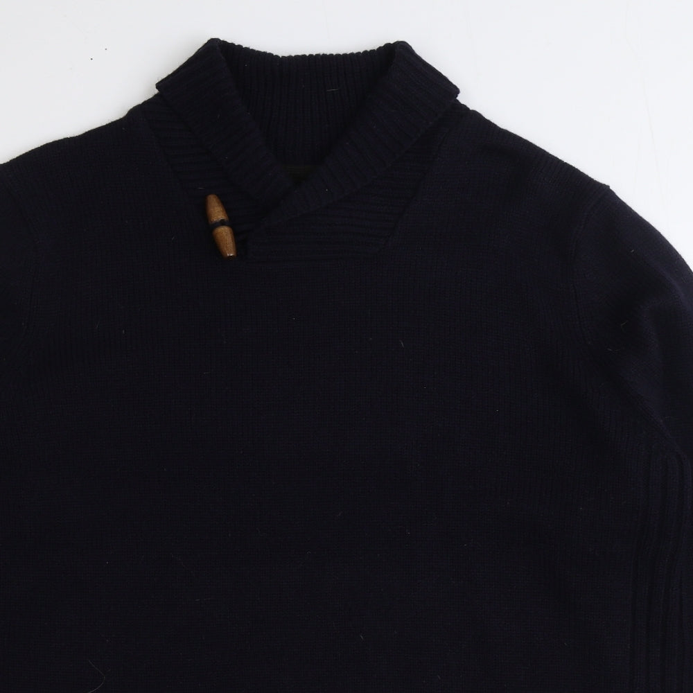 Twisted Soul Mens Grey Roll Neck Acrylic Pullover Jumper Size XL - Toggle