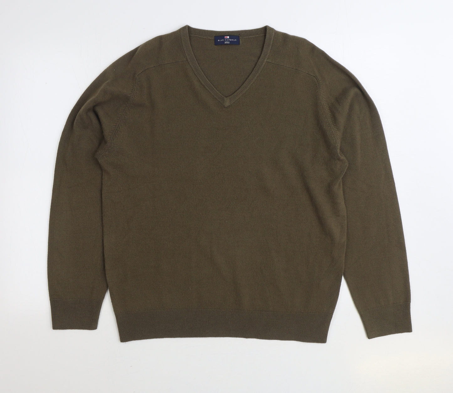 Blue Harbour Mens Brown V-Neck Acrylic Pullover Jumper Size M