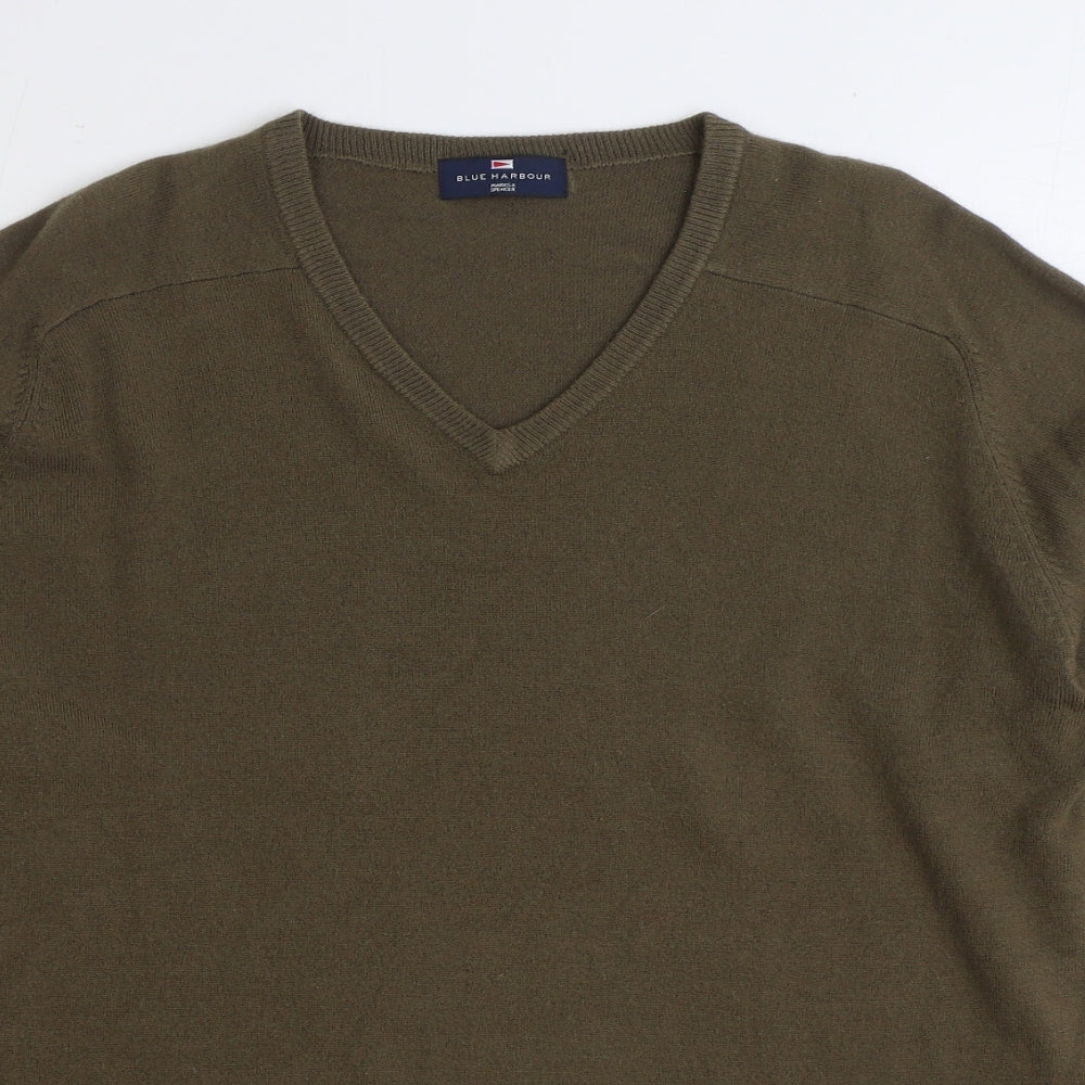 Blue Harbour Mens Brown V-Neck Acrylic Pullover Jumper Size M