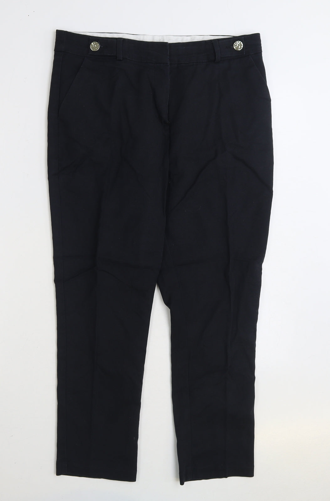 F&F Womens Black Polyester Trousers Size 14 L25 in Regular Zip