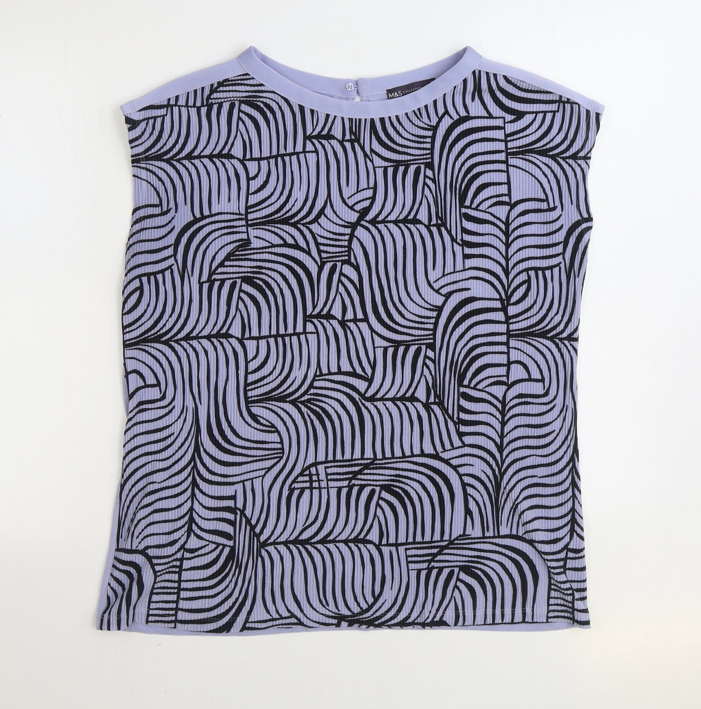 Marks and Spencer Womens Blue Polyester Basic T-Shirt Size 20 Boat Neck