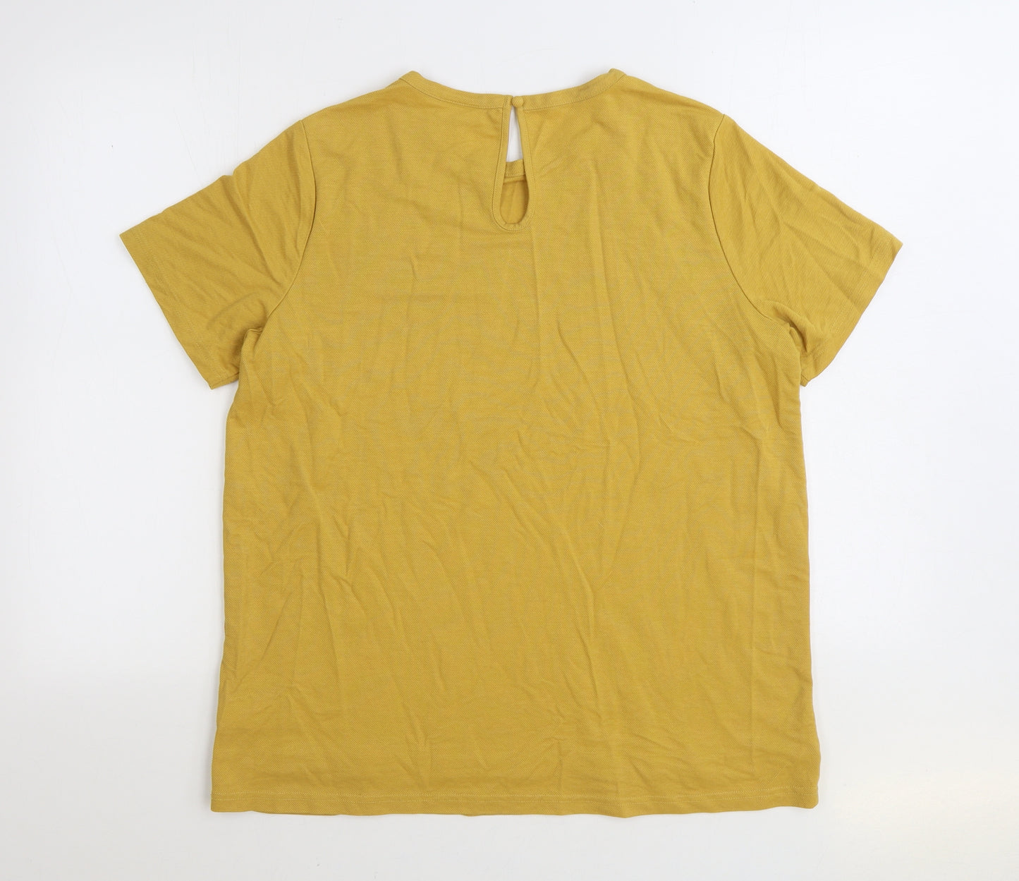 NEXT Womens Yellow Viscose Basic Blouse Size 18 Round Neck