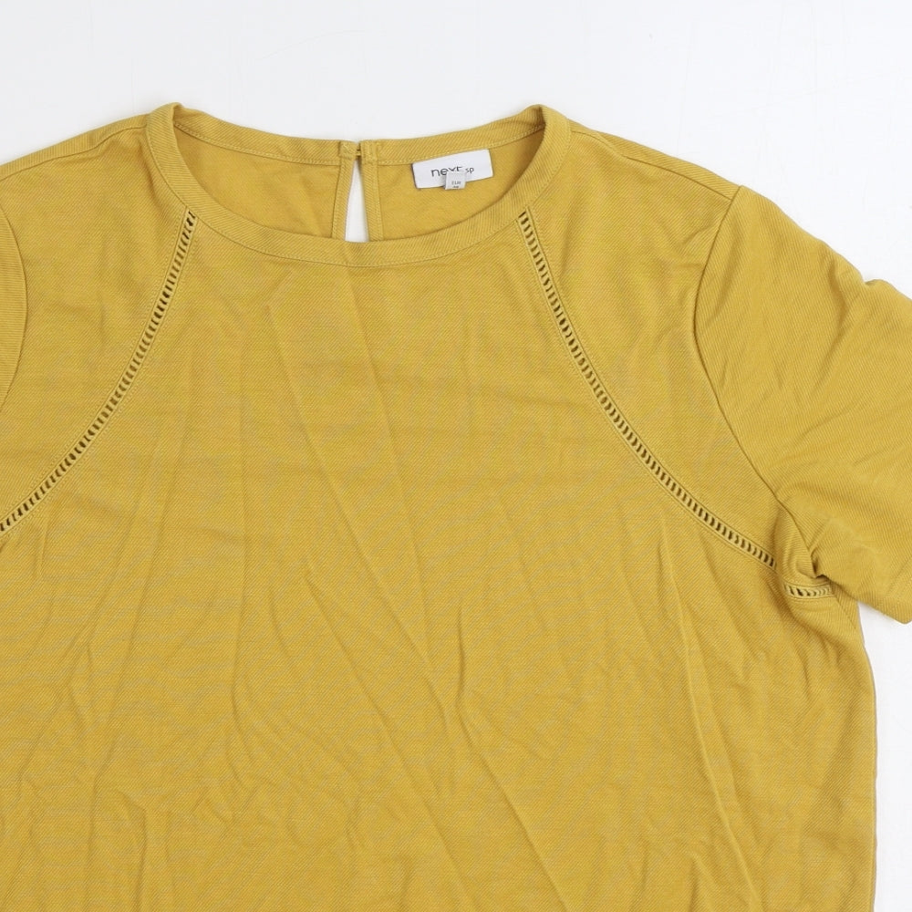 NEXT Womens Yellow Viscose Basic Blouse Size 18 Round Neck