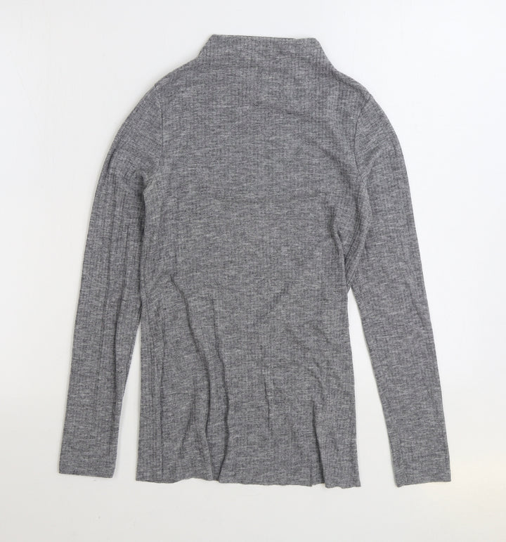 River Island Womens Grey Mock Neck Polyester Pullover Jumper Size 8