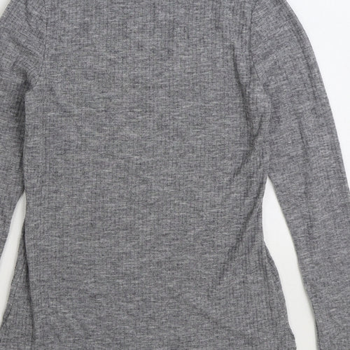 River Island Womens Grey Mock Neck Polyester Pullover Jumper Size 8