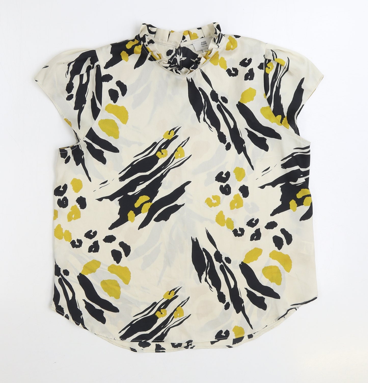River Island Womens Multicoloured Geometric Polyester Basic Blouse Size 10 High Neck
