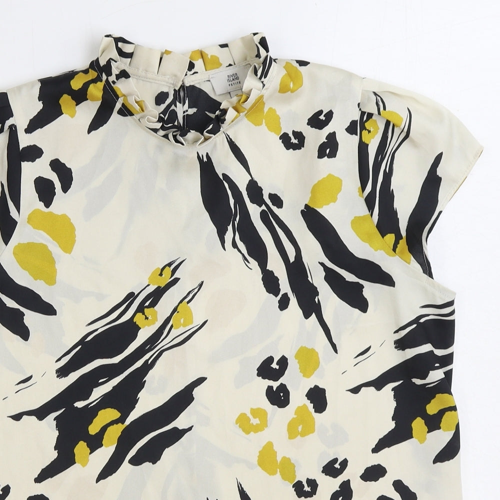 River Island Womens Multicoloured Geometric Polyester Basic Blouse Size 10 High Neck
