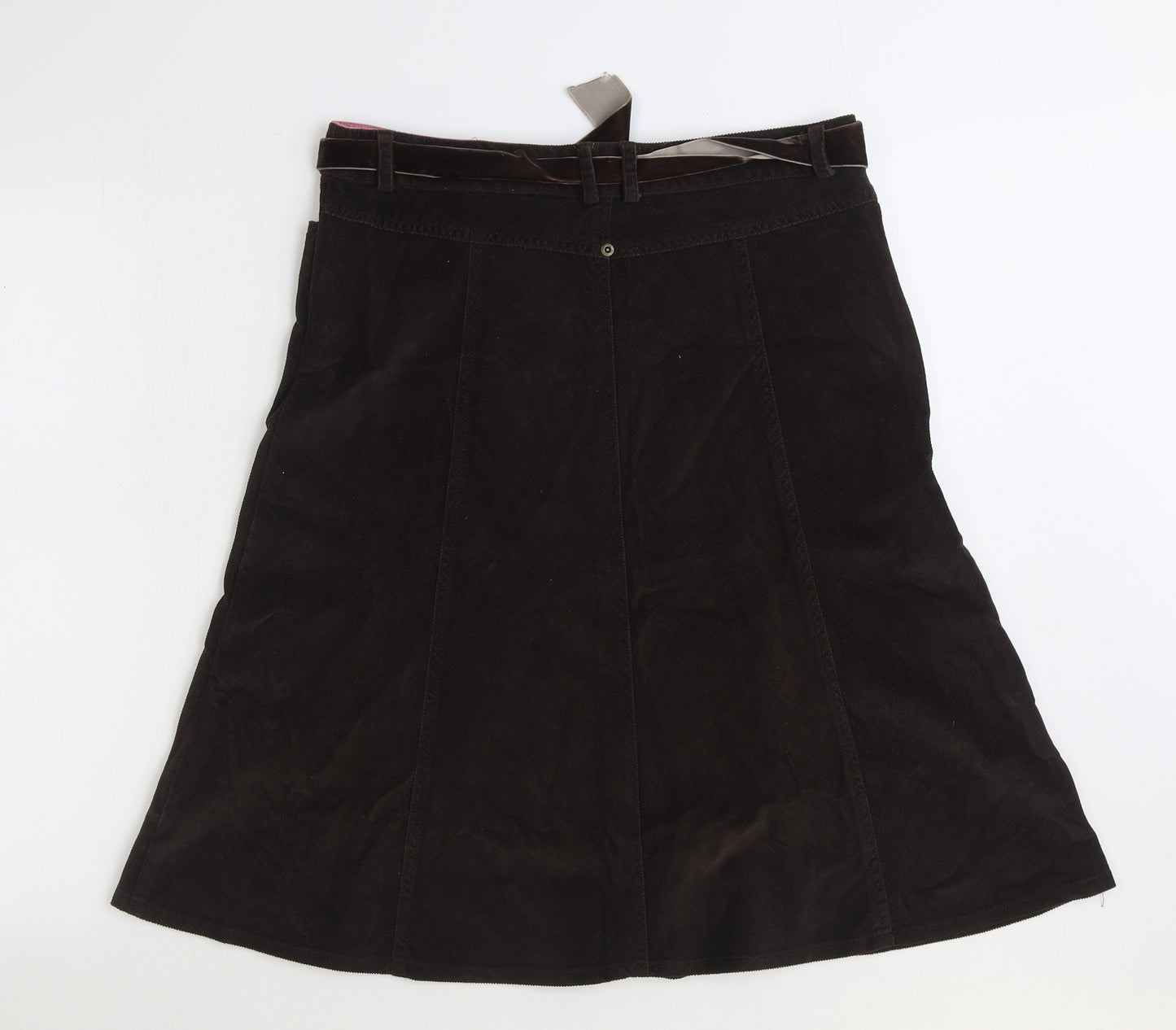 TU Womens Brown Cotton A-Line Skirt Size 12 Zip