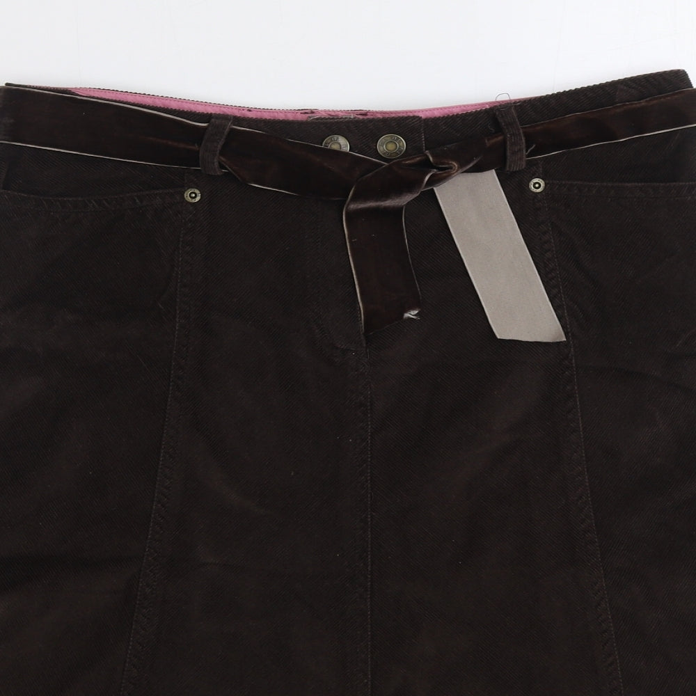 TU Womens Brown Cotton A-Line Skirt Size 12 Zip