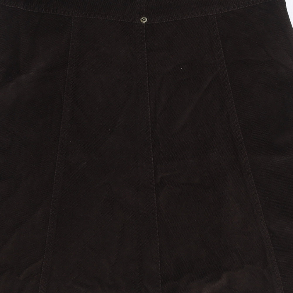 TU Womens Brown Cotton A-Line Skirt Size 12 Zip