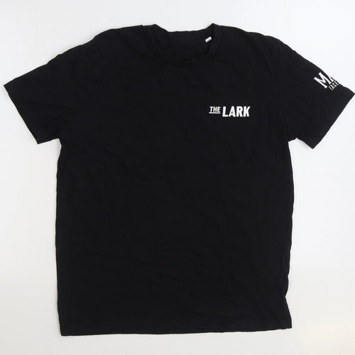 The Lark Mens Black Cotton T-Shirt Size M Round Neck