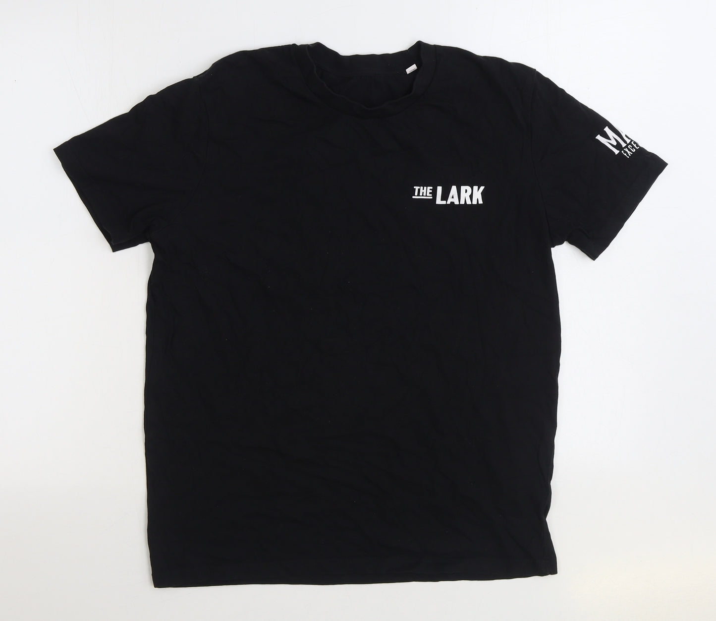 The Lark Mens Black Cotton T-Shirt Size M Round Neck