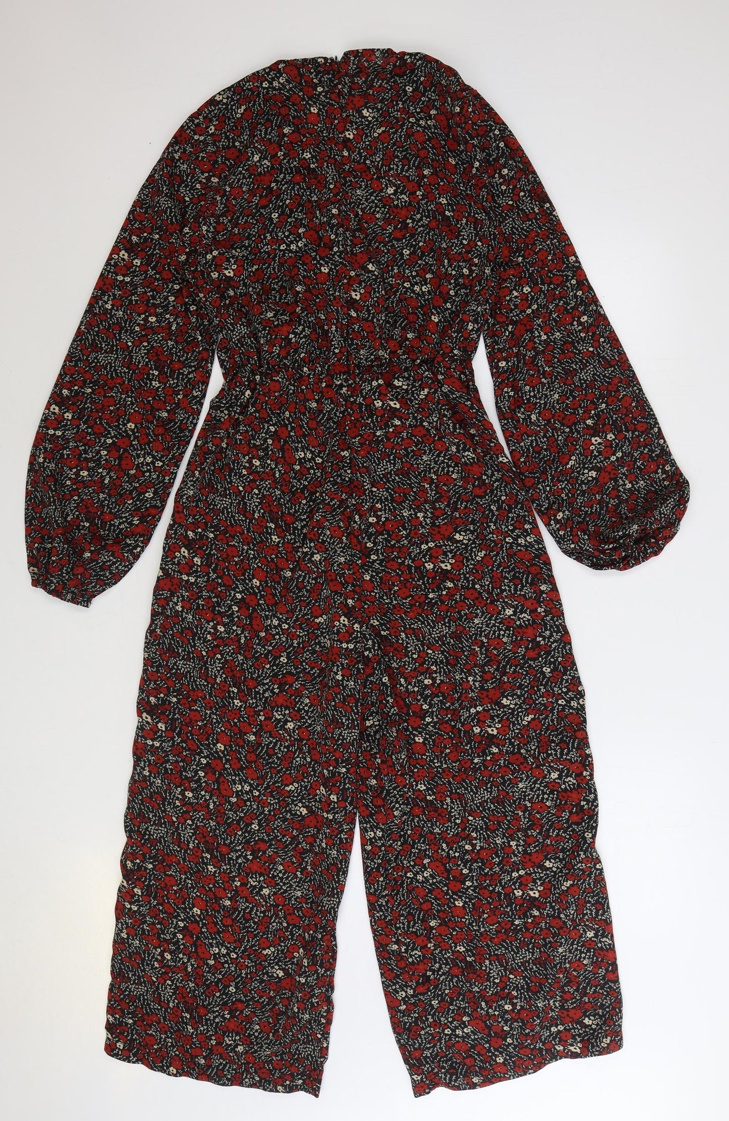 AX Paris Womens Red Floral Polyester Jumpsuit One-Piece Size 8 Zip