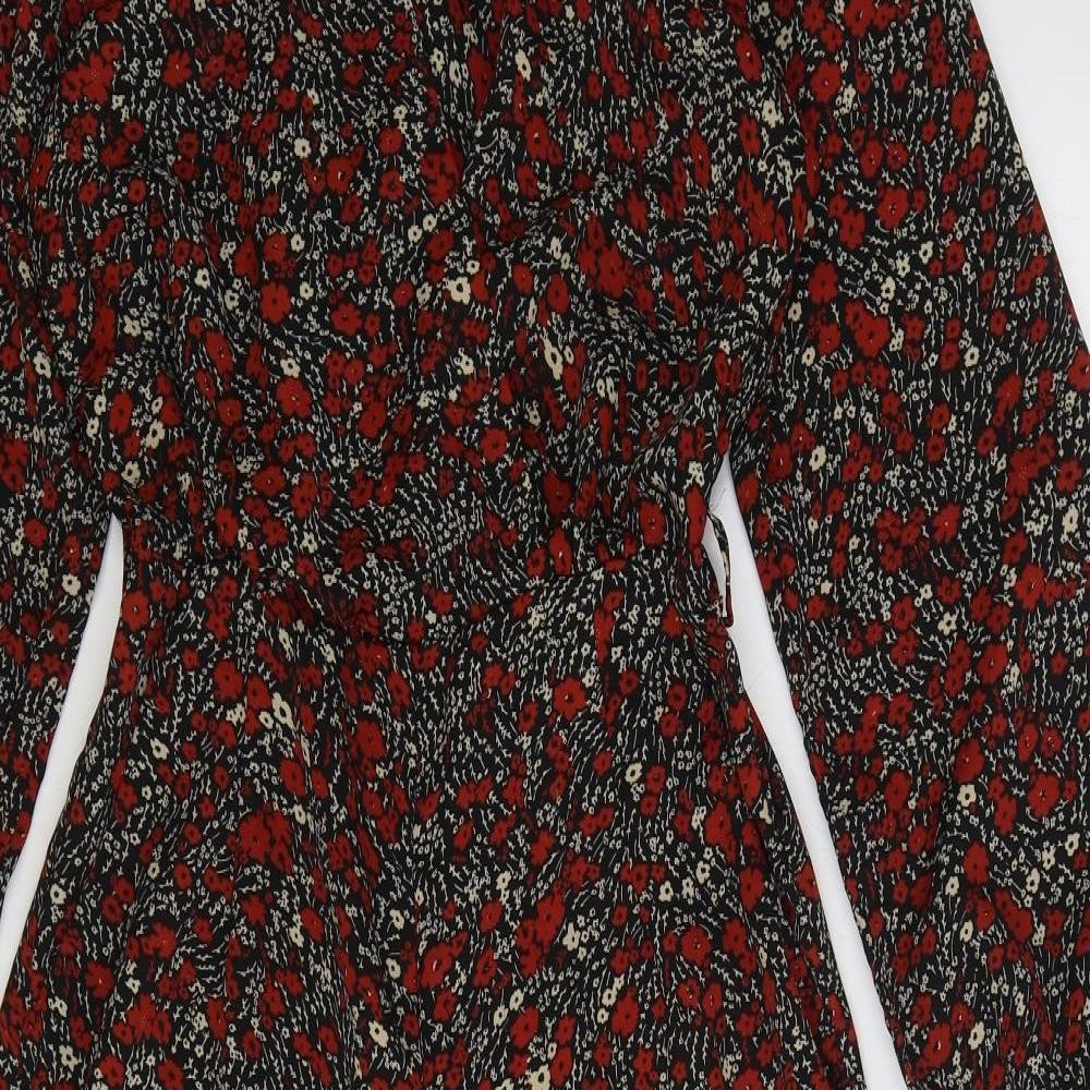 AX Paris Womens Red Floral Polyester Jumpsuit One-Piece Size 8 Zip