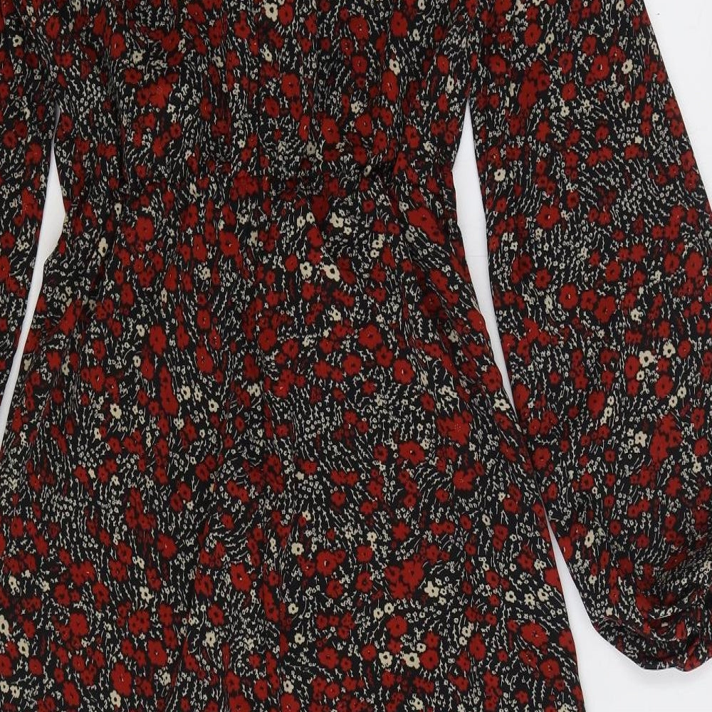 AX Paris Womens Red Floral Polyester Jumpsuit One-Piece Size 8 Zip