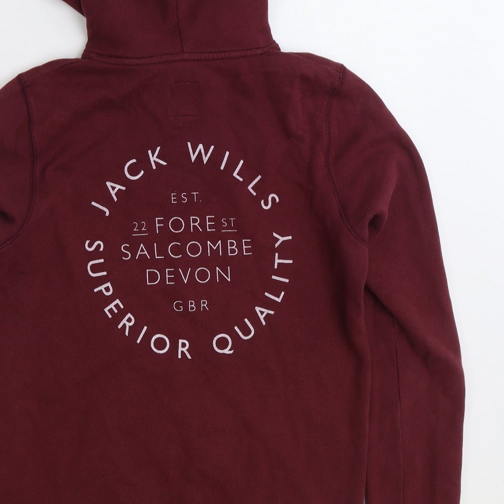 Jack Wills Womens Red Cotton Pullover Hoodie Size 10 Pullover