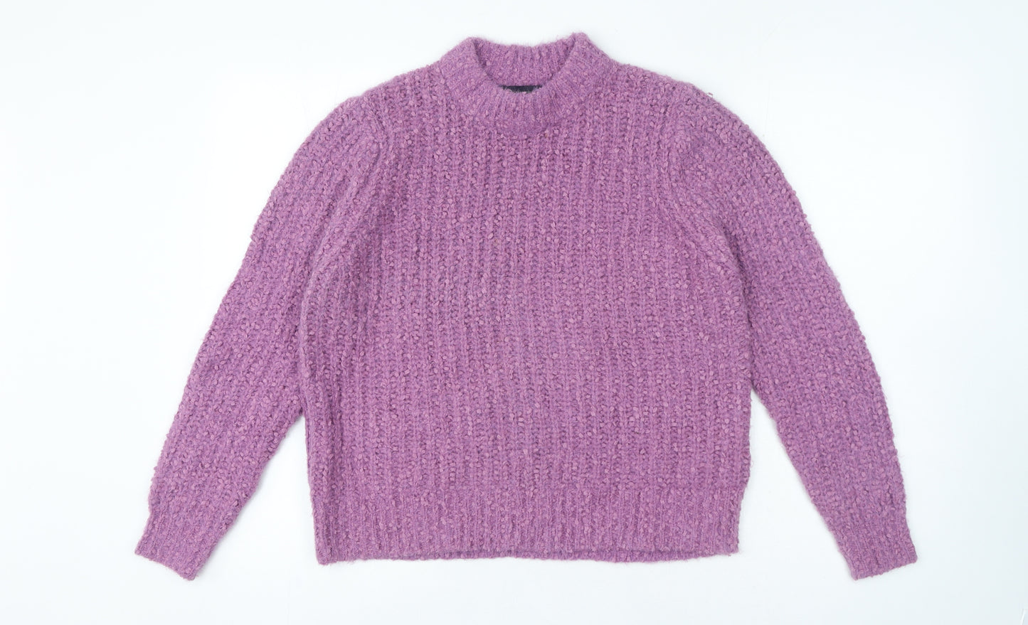 Marks and Spencer Womens Purple Round Neck Polyester Pullover Jumper Size 14