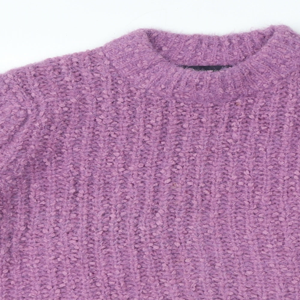 Marks and Spencer Womens Purple Round Neck Polyester Pullover Jumper Size 14