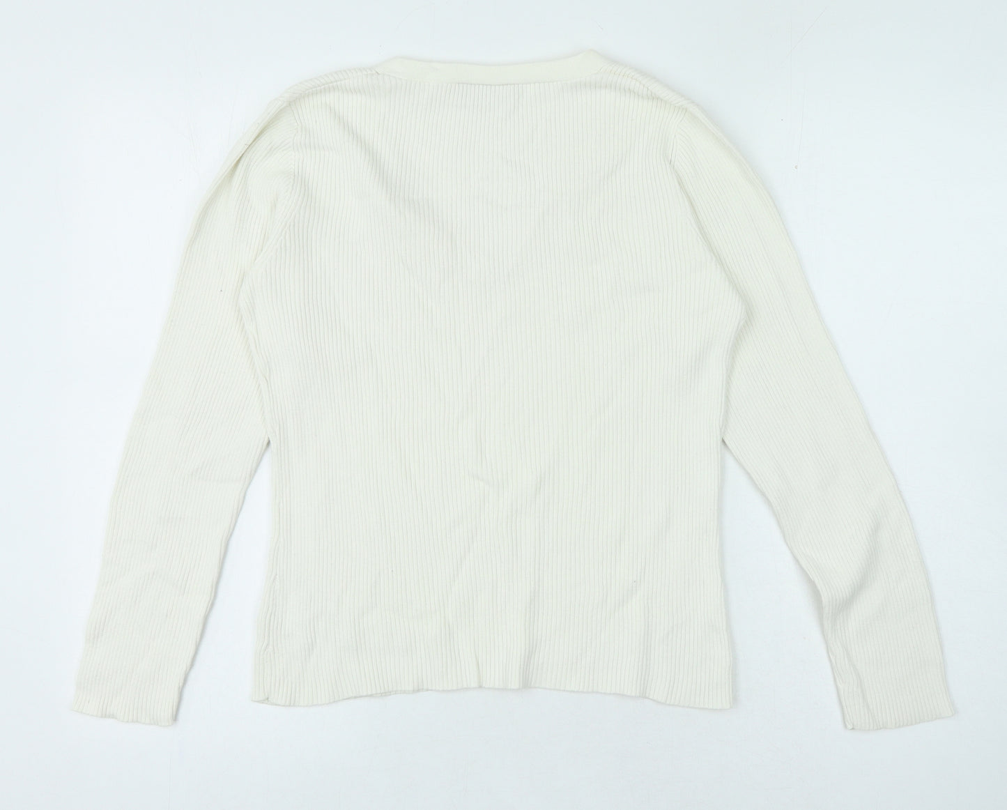 BHS Womens Beige 100% Cotton Jersey T-Shirt Size 14 V-Neck