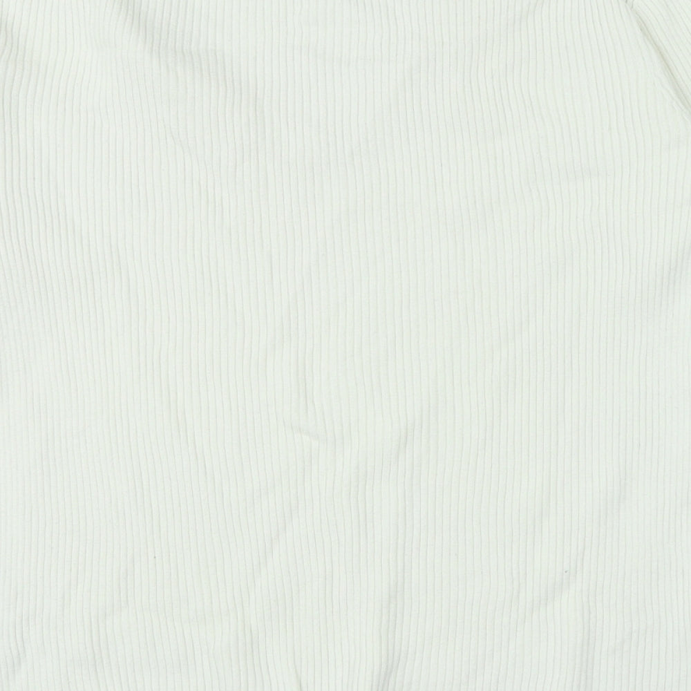 BHS Womens Beige 100% Cotton Jersey T-Shirt Size 14 V-Neck