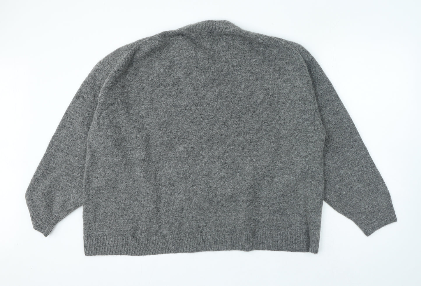 H&M Womens Grey Round Neck Polyester Pullover Jumper Size 2XL - Dark Pear Baeds